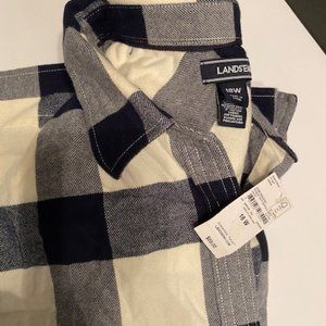 Lands’ End Navy Buffalo Check Flannel
